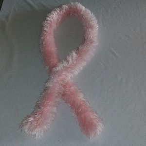 Handmade Scarf. Pink Funfur. 64"x3"